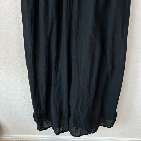 American Eagle Vneck Wide Leg Jumpsuit Black size Large 100% Cotton Boho Smocked - Picture 5 of 12